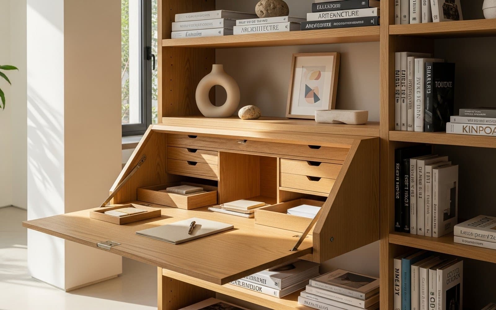 oak bookshelf wall tivon — פרט — פרזול detail