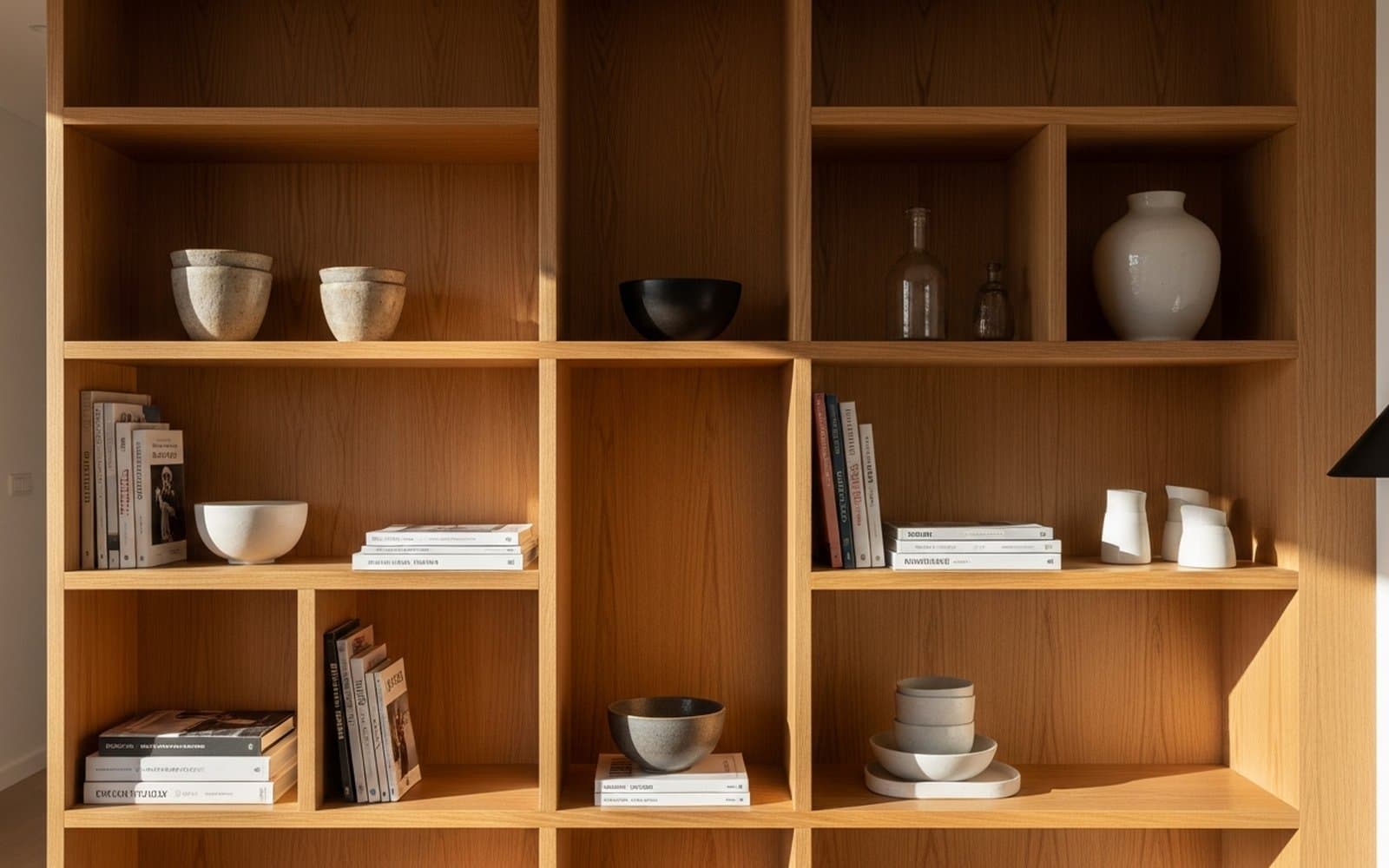 oak bookshelf wall tivon — פרט — גימור detail
