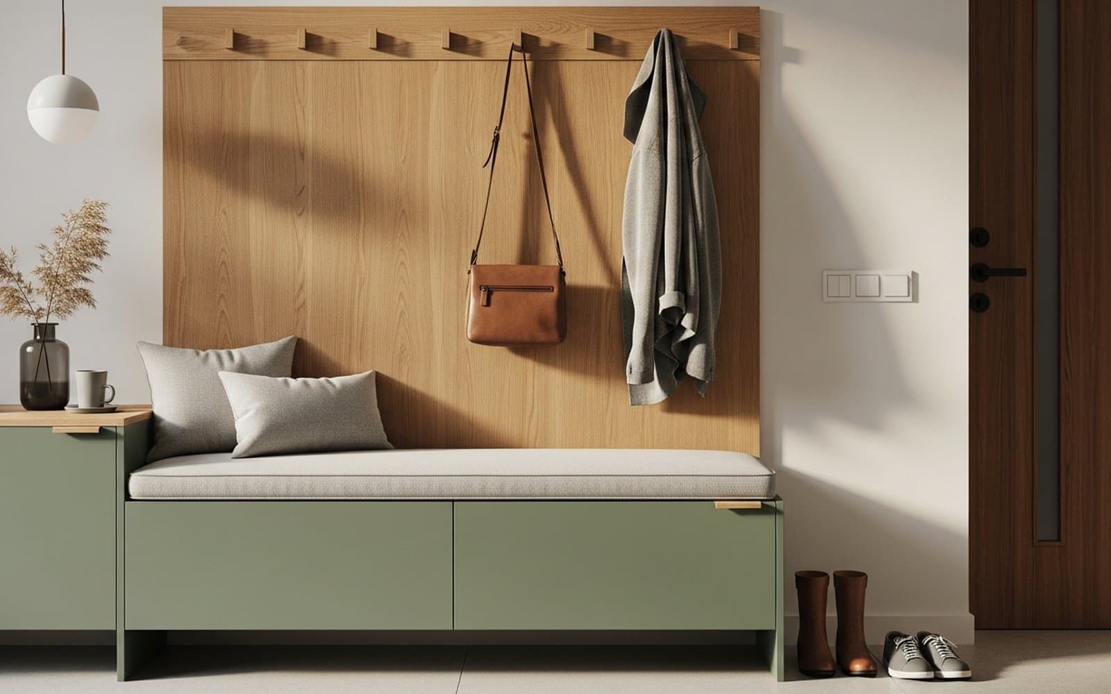 entryway storage shaker nesher — פרט — חומר detail